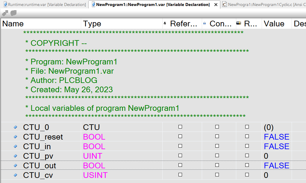 How to Declare Counter Instance type B&R Automation Studio